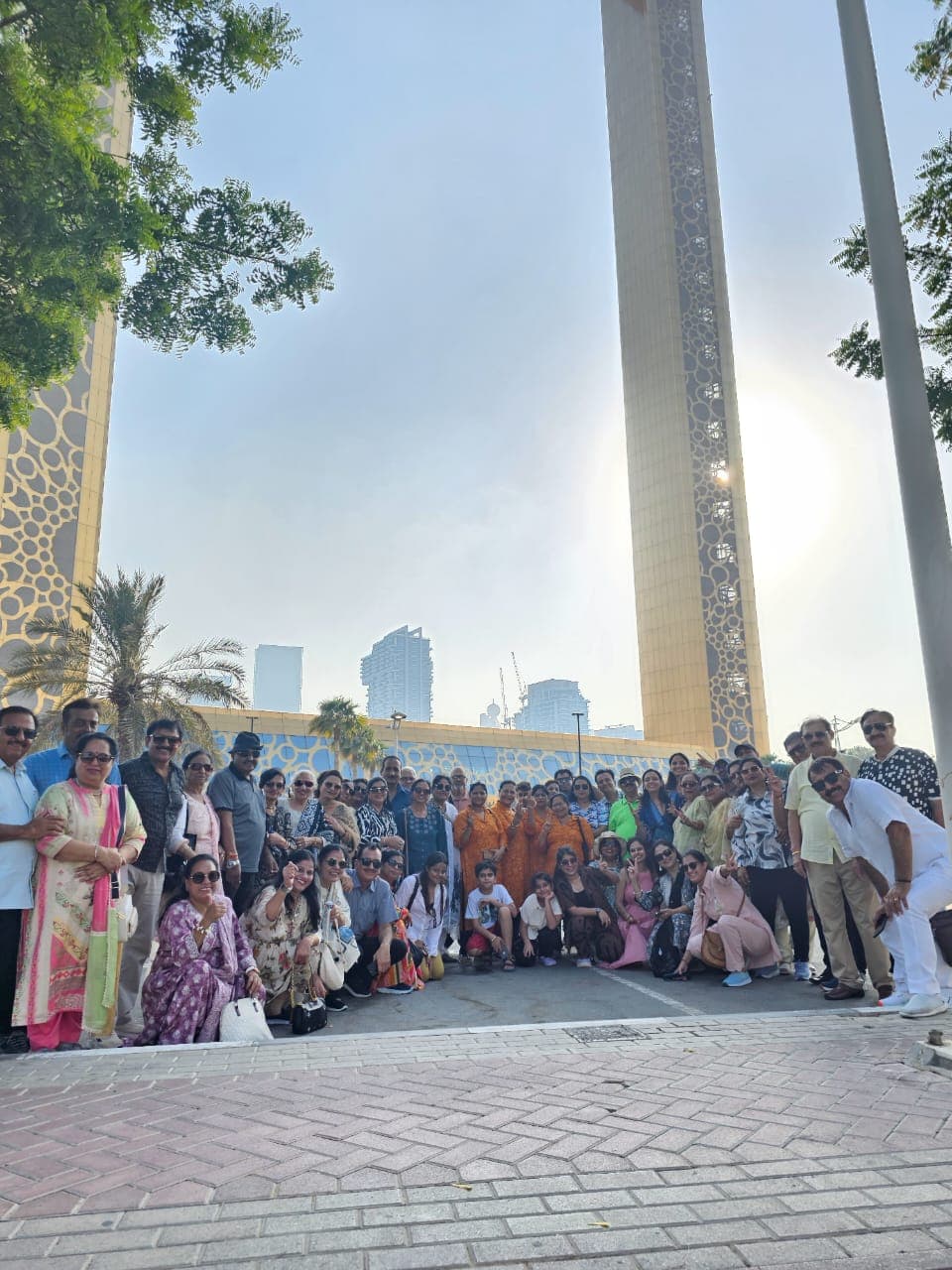 A large Forever Journeys group visiting Dubai Frame