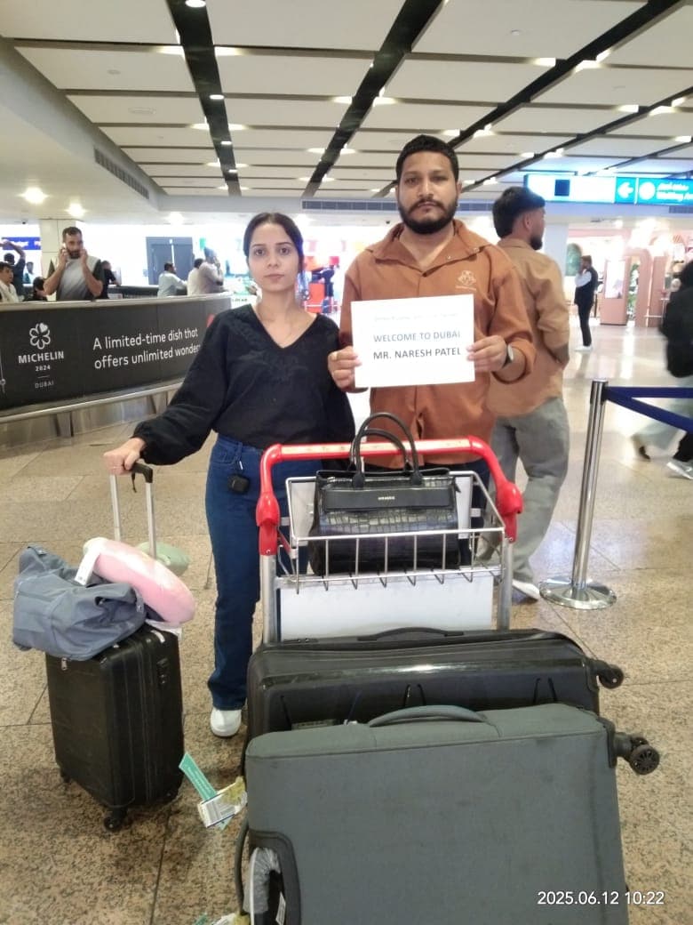 Travellers welcomed at Dubai airport with a name board