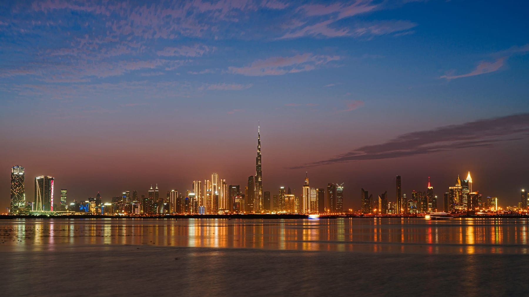 Downtown Dubai at blue hour